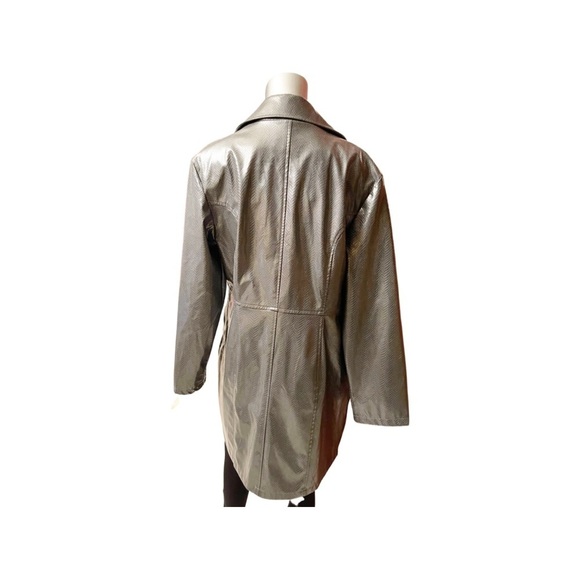 Vintage T.Z faux snake and faux leather gray button closure size M women coat - Picture 5 of 7